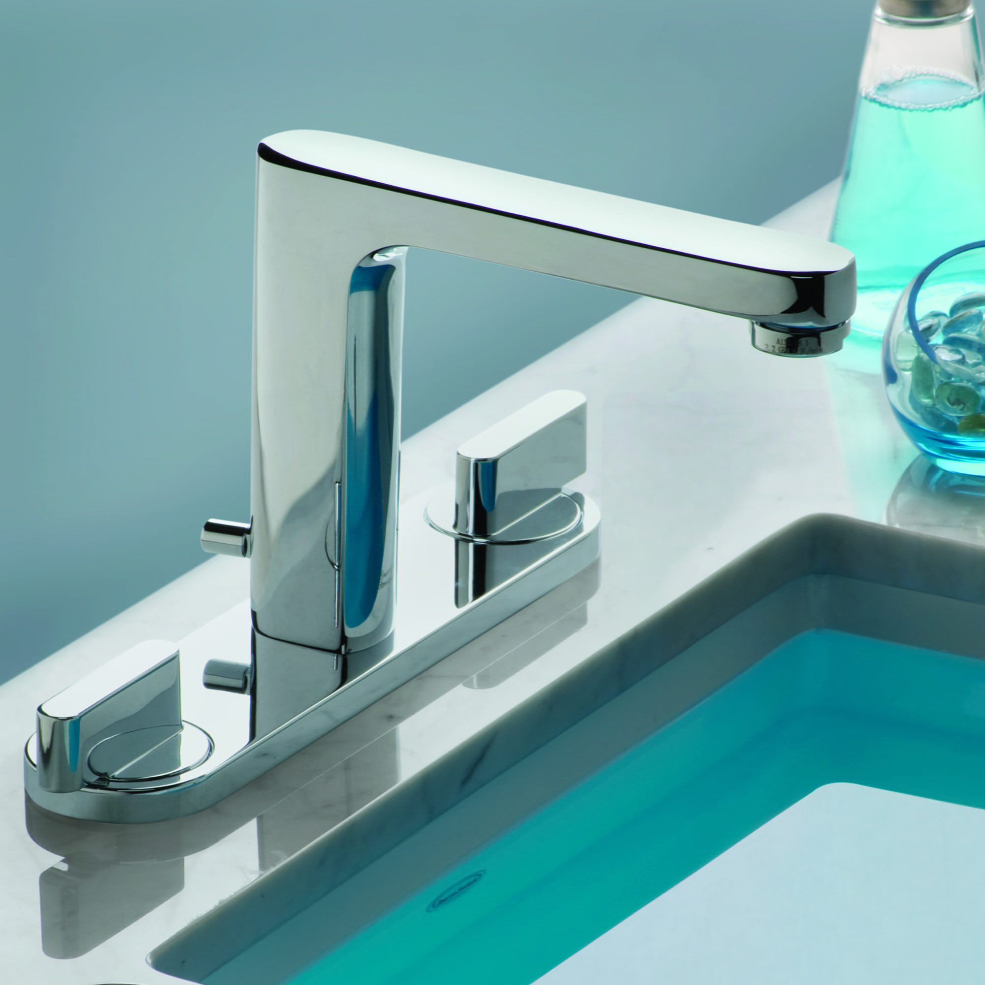 Moments 2-Handle 8 Inch Widespread High-Arc Bathroom Faucet